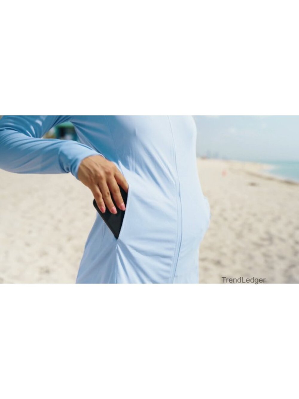 Women's UPF 50+ Swim Cover Up Sun Protection Hoodie Jacket Long Sleeve - Picture 5 of 5